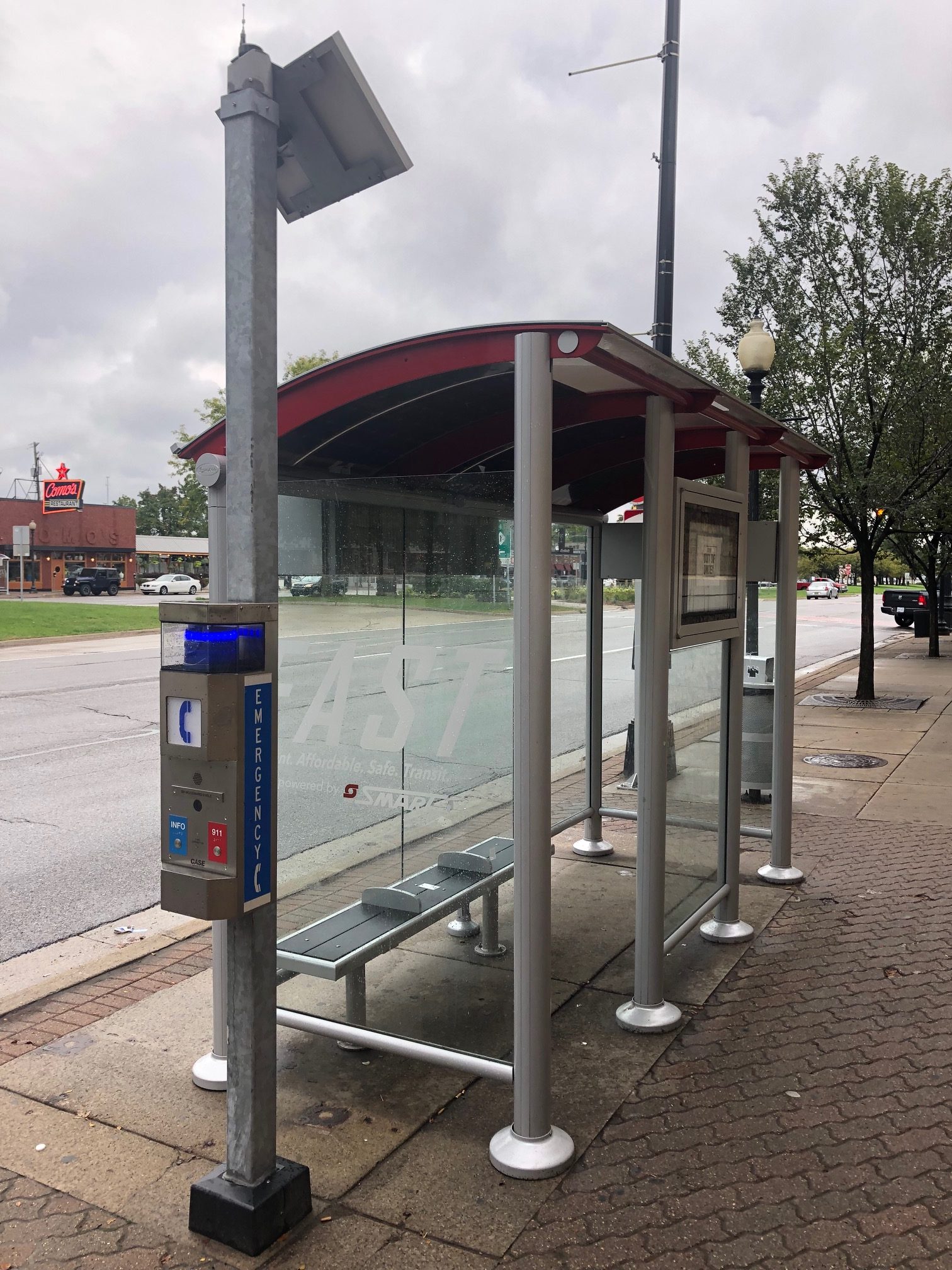 SMART Bus Detroit Solar Bus Stop Shelters with Real Time Signs and SmartLink Monitoring